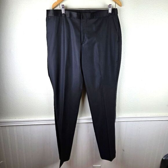 Express NWOT Tuxedo Wool Blend Slim Black Men's Pants Size 34X34 - Picture 1 of 13